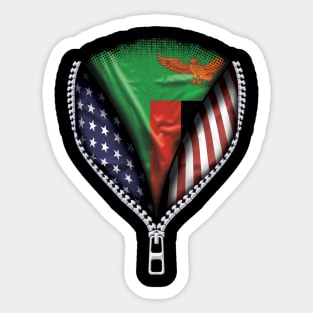 Zambian Flag  Zambia Flag American Flag Zip Down - Gift for Zambian From Zambia Sticker